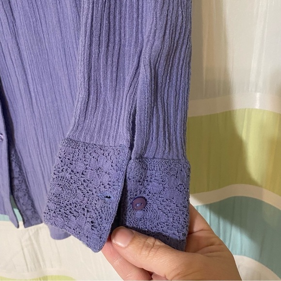 Soft Surrounding Crepe Gauzy Cotton Blouse Periwinkle Blue Sz Small Petite - Picture 8 of 9